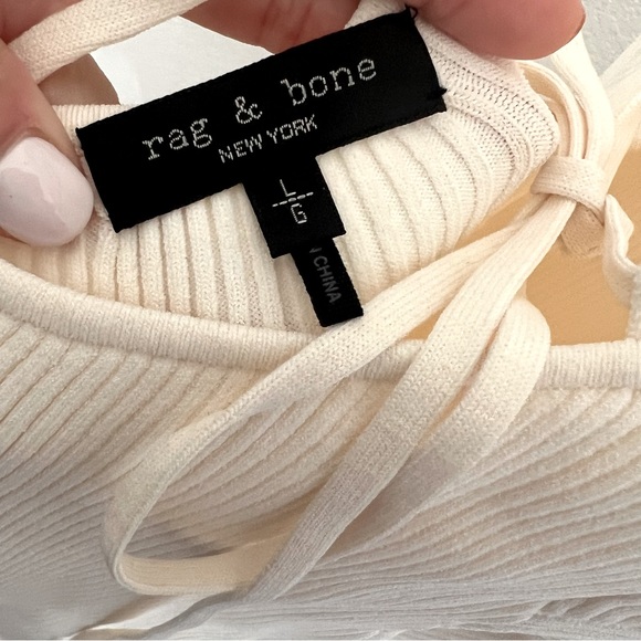 NEW RAG & BONE Asher Ribbed Midi Dress in Ivory size large - Picture 10 of 11